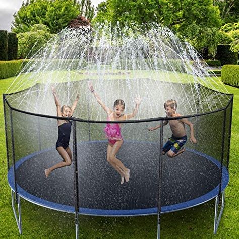 Trampoline Sprinkler, Outdoor Water Games, Backyard Water Parks, Sprinkler Hose, Outdoor Trampoline, Best Trampoline, Water Games For Kids, Kids Trampoline, Water Sprinkler