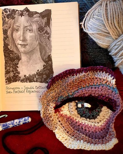 Crochet Profile Picture, Crochet Artist, Graphic Crochet, Crochet Portrait, Embroider Face On Crochet, Crochet Collage Art, Mixed Media Crochet, Abstract Crochet, Crochet Painting