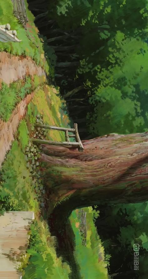 Ghibli Green, Ghibli Scenery, Idea Background, Garden Breakfast, Ghibli Background, Fantasy Backgrounds, Studio Ghibli Background, Paint Inspo, Ghibli Studio