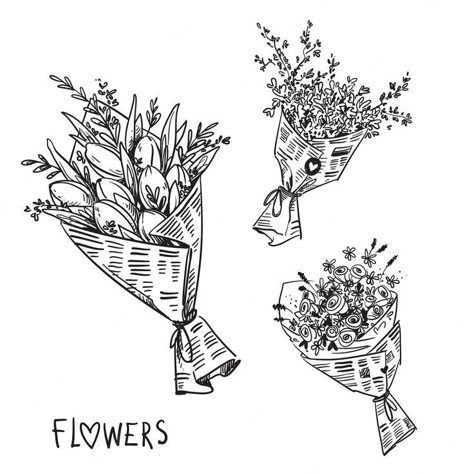 Newspaper Flowers, Flower Bouquet Drawing, Flower Bouquet Tattoo, Fineline Tattoo, Bouquet Tattoo, Fine Line Tattoo, Line Tattoo, Subtle Tattoos, Black And White Lines