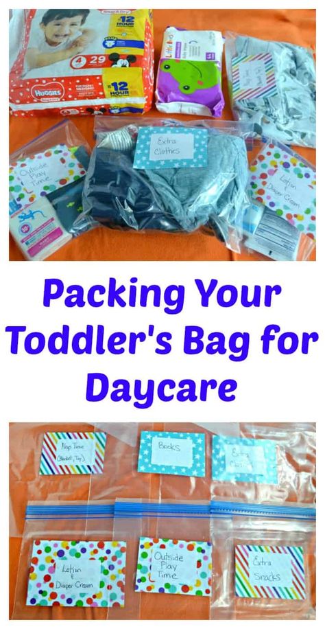 Packing Your Toddler's Bag for Daycare Daycare Bag Organization, Packing For Daycare Infant, Daycare Hacks For Parents, Daycare Bag Checklist Infant, Daycare Tips For Parents, Daycare Essentials Toddlers, Daycare Bag Infant, Daycare Hacks, Maternity Checklist