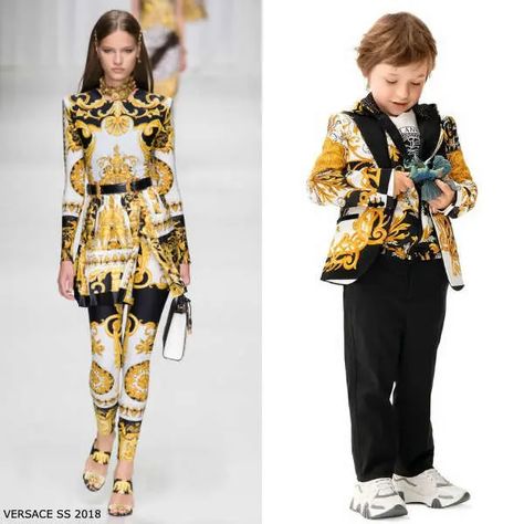 Young Versace - Celebrity Kids Fashion - Dashin Fashion Versace Kids, Children Wear, Blazer For Boys, Versace Collection, Celebrity Kids, Donatella Versace, Printed Blazer, Same Style, Black Rib