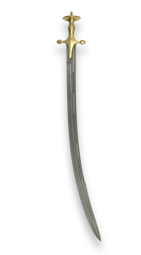 A gold koftgari steel sword (tulwar) North India, 19th Centurythe single-edged watered steel blad Indian Swords, Curved Swords, The Razors Edge, Royal Indian, Draw Hair, Veteran Car, Types Of Swords, Love Background Images, North India