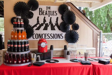 What a cool Beatles birthday party! See more party ideas at CatchMyParty.com! Beatles Party Decorations, Beatles Party Ideas, Beatles Baby Shower, Beatles Wedding, Beatles Themed Party, Beatles Birthday Party, Beatles Theme, Beatles Birthday, Beatles Baby