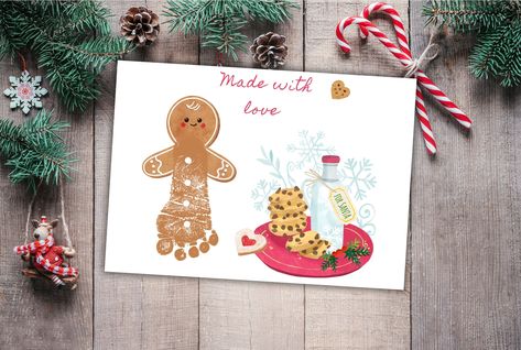 Create sweet memories with our Christmas Cookies for Santa Gingerbread Footprint Craft! 🍪✨ Engage kids and toddlers in a festive handprint DIY art activity, perfect for crafting cherished keepsakes. Capture the magic of Christmas baby crafts with our printable template. Make every step a delightful memory with this adorable and heartwarming keepsake for the holiday season. 🎄👶 #ChristmasCrafts #BabyCrafts #DIYKeepsake Gingerbread Handprint Ornaments, Footprint Gingerbread Man, Cookie Handprint, Gingerbread Footprint Art, Christmas Baby Crafts, Christmas Handprints, Christmas Cookies For Santa, Baby Christmas Crafts, How To Make Magic