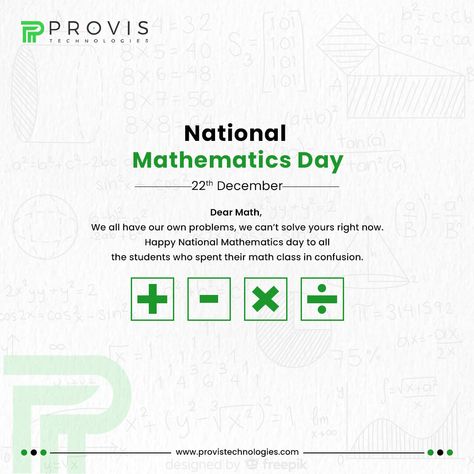 Happy National Mathematics Day to all the students who spent their math class, solving problems and confusions.. #national #mathematics #day #maths #science #Statistics #knowledge #academics #ramanujan #aryabhatta National Mathematics Day Creative Ads, National Mathematics Day Poster, National Mathematics Day, Mathematics Day, Mogu Mogu, Maths Day, Rangoli Border, Simple Rangoli Border Designs, Solving Problems