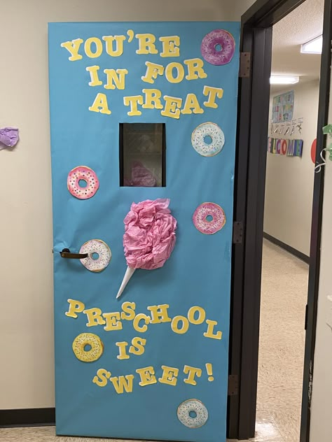 Candy Classroom Decorations, Sweet Treat Classroom Theme, Donut Door Decorations Classroom, Candy Themed Classroom Door, Candyland Classroom Theme Candy Land, Sweets Theme Classroom, Candy School Theme, Sweet Shop Classroom Theme, Cotton Candy Bulletin Board