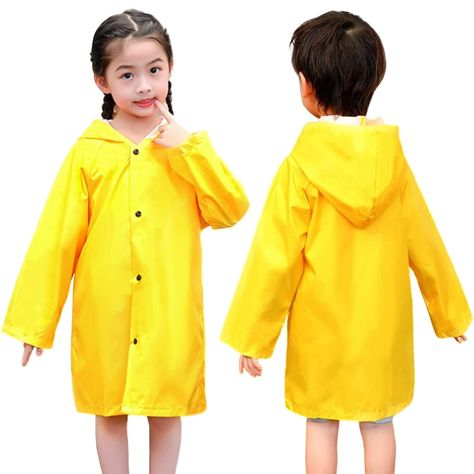 Kids Rain Gear, Rain Coats, Jacket For Girls, Long Rain Coat, Raincoat Kids, Kids Rain, Yellow Raincoat, Hooded Rain Jacket, Rain Gear