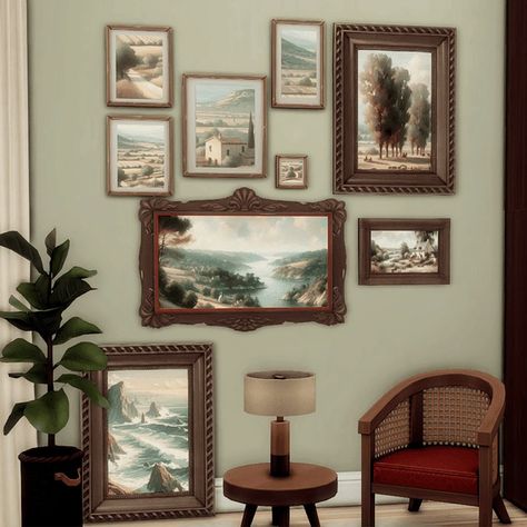 Collection of Old Paintings | Patreon Sims 4 Builds, Witchy House, Paintings Portraits, Victorian Paintings, Sims 4 Cc Packs, Sims 4 Collections, Old Wall, Wonderful Picture, Classic Paintings