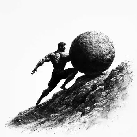 Sisyphus Tattoo Check more at https://ideatatto.com/minimalistic/sisyphus-tattoo/ Sisyphus Tattoo Design, Sisyphus Tattoo Minimalist, Sisyphus Tattoo, Allegorical Sculpture, Tattoo Generator, Black Art Tattoo, Own Tattoo, Create Your Own Tattoo, Black Tattoo