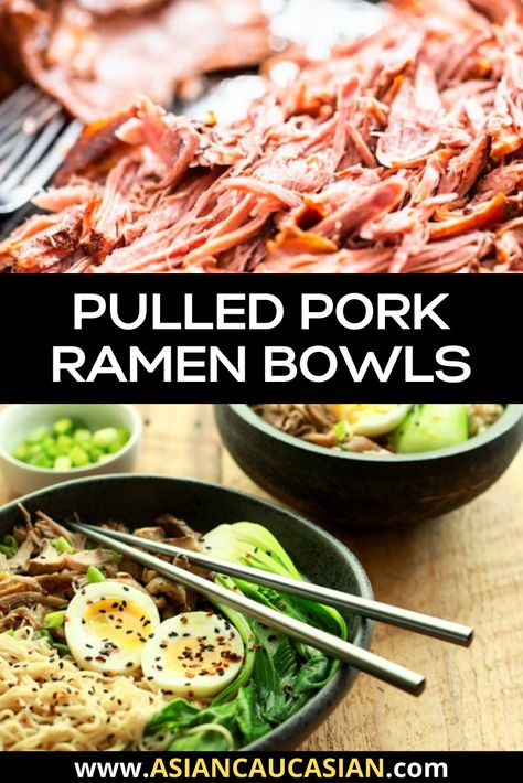 Pulled Pork Ramen Noodle Recipes, Pulled Pork Noodles, Pork Recipes Chinese, Pork Pho Recipe, Pulled Pork Ramen, Pork Ramen Bowl, Ramen Meals, Leftover Pulled Pork Recipes, Healthy Pulled Pork