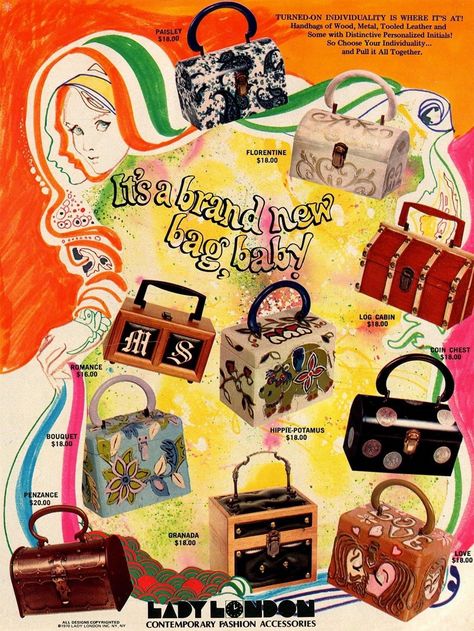 Lady London, Visual Literacy, 60s And 70s Fashion, Seventeen Magazine, Bags And Purses, Brooklyn Baby, Vintage Things, Vintage Purses, Vintage Life