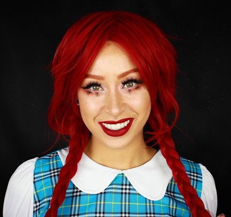 Nickeil Genesis on Instagram: "When you try to start a raggedy Anne look and end up evolving into Wendy’s hahaha. Well why the fck nawwwttt here’s glam ass Wendy’s for ya! Super easy and quick for a last minute Halloween costume. Honestly this makeup could be used for a number of looks like Dorothy from Wizard of Oz…actually Raggedy Anne or just a cute looking doll type ish. The tutorial is going to be up super late tonight but I’ve finally managed to catch up for the last few days of this month Raggedy Ann Makeup, Dorothy From Wizard Of Oz, Raggedy Anne, Last Minute Halloween Costume, Last Minute Halloween, Glitter Liner, Jane Doe, Paint Shirts, Last Minute Halloween Costumes