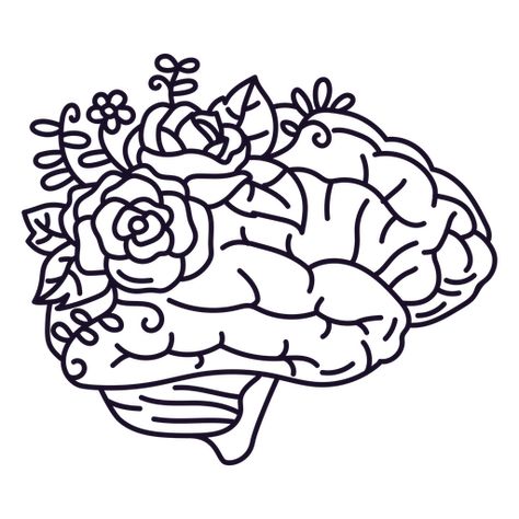 Brain And Flowers, Brain With Flowers, Brain Flowers, Brain Svg, Art Jungkook, Brain Png, Developer Website, Gradient Image, Brain Drawing