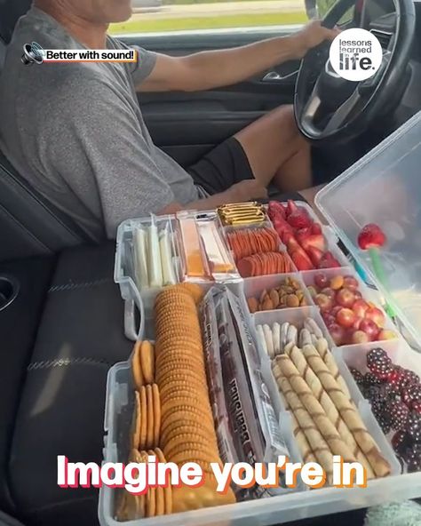 Amazing car cuterie boxes | road trip | These are the best for a long road trip 🤲 | By Lessons Learned In Life Truckers Meals On The Go, Road Trip Snacks To Make, Car Cuterie Board, Small Car Road Trip Hacks, Organizing Car For Long Road Trip, Snacks For Car Rides, Roadtrip Essentials Snacks, Road Trip Foods To Pack, Roadtrip Food Ideas