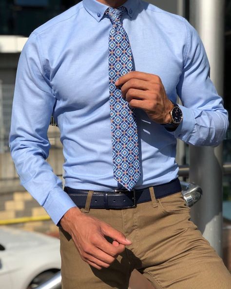 Men’s Dress Shirt And Tie, Mens Blue Button Down Shirt Outfit, Light Blue Tie Outfit Men, Men’s Polo Outfit, Blue Button Up Shirt Outfit Men, Blue Shirt Outfit Men Casual, Blue Dress Shirt Outfit Men, Shirt And Tie Outfit For Men, Light Blue Shirt Outfit Men