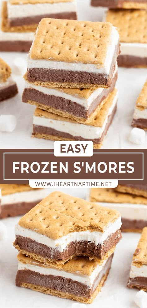 Cream Cheese And Marshmallow Fluff, Frozen Smores, Frozen Dessert Recipe, Marshmallow Fluff, Fun Baking Recipes, Whipped Topping, Chocolate Pudding, Easy Baking Recipes, Trail Mix