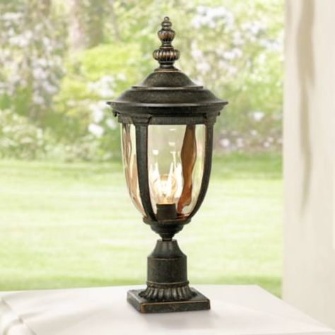 Bellagio 24 1/2"H Bronze Post Light with Pier Mount Adapter - #11G29 | Lamps Plus Outdoor Lamp Post Lights, Outdoor Post Light, Outdoor Lamp Posts, Pier Light, Lamp Post Lights, Post Lighting, House With Porch, Outdoor Light Fixtures, Outdoor Post Lights