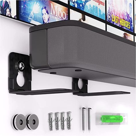 Amazon.com: EVEO Universal Soundbar Mount - Heavy Duty & Deep L-Bracket Sound Bar Mount Under TV Or Over, for Samsung, JBL, Bose, Sony, LG, Sonos, Roku & Other Brands - Easy to Install Sound Bar Wall Mount Shelf : Electronics Sound Bar Mount, Soundbar Tv, Speaker Wall Mounts, L Bracket, Under Tv, Speaker Mounts, Modern Cupboard Design, Bar Shelf, Tv Sound