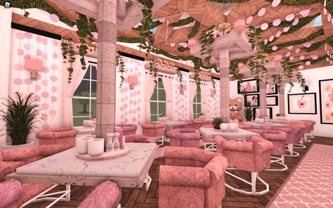 Bloxburg Cafe Design, Coffee Shop Bloxburg, Bloxburg Cafe Interior, Bloxburg Bakery, Bloxburg Tutorial, Hello Kitty Restaurant, Bloxburg Cafe, Bloxburg Decor, Cafe Hello Kitty