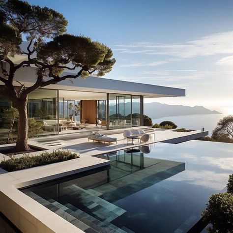 Modern Coastal Home Rendering: Go Beyond Your Imagination Cliff Houses Architecture, Luxury Coastal Home, Modern Coastal Architecture, Modern Villa Landscape, Modern Coastal Home Exterior, Home Rendering, Coastal Home Exterior, Pavilion House, Beachfront Homes