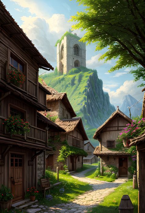 Fantasy Concept Background Realistic Medieval Village Environment#pikbest##Illustration Village Animation, Village Environment, Maya Model, Environment Illustration, Village Background, 3d Maya, Tears Art, Illustration Fantasy, Concept Background