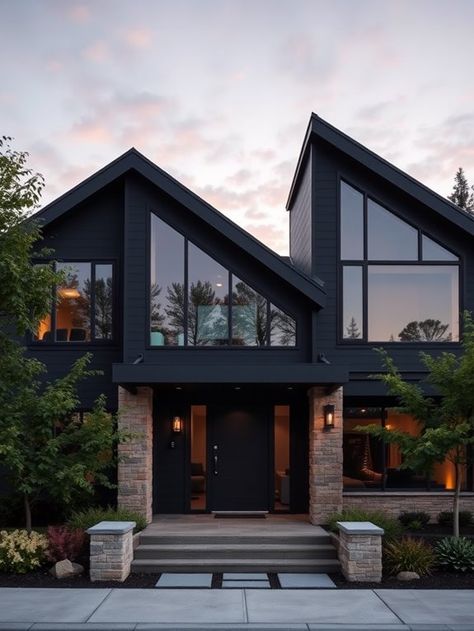 24 Dark Exterior House Colors Ideas Dark Exterior House Colors, Dark Exterior House, Exterior House Colors, Exterior House, House Colors, House Exterior, Exterior, Color, Home Decor