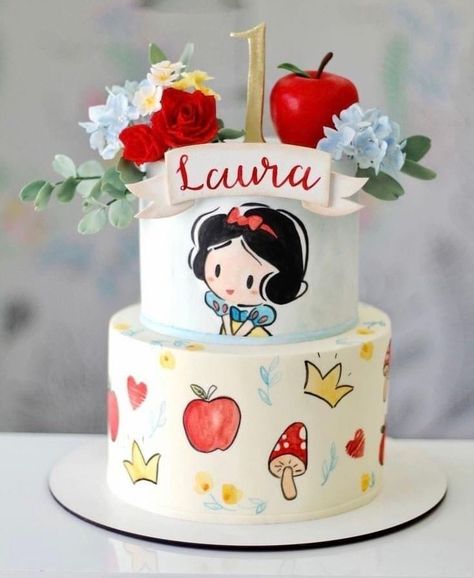 Birthday Cake Kids Girl, Snow White Birthday Cake, Snow White Cake, Snow White Birthday Party, Mini Torte, Cake Kids, Snow White Birthday, Cake Decorating Ideas, Cartoon Cake