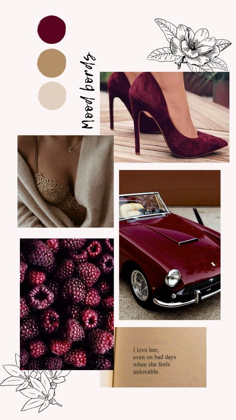 Burgundy Gold Color Palette, Burgundy Beige Color Palette, Burgundy And Gold Aesthetic, Burgundy Color Palette Colour Schemes, Maroon Mood Board, Burgundy Mood Board, Maroon Aesthetic Burgundy, Burgundy Color Palette Wedding, Maroon Branding