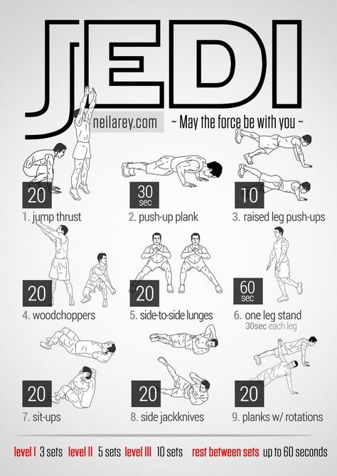 Jedi Workout / works: Calves, chest, forearms, triceps, biceps, deltoids, glutes, lateral abs, adductors, abs, core. Jedi Workout, Neila Rey Workout, Neila Rey, Men Exercise, Hero Workouts, 100 Workout, Superhero Workout, Gym Workout Tips, Workout Guide