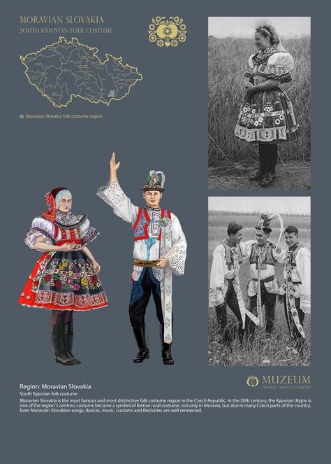 Czech Clothing, Czech Culture, Bohemian Costume, Slavic Folklore, Costumes Around The World, World Thinking Day, National Clothes, Russian Folk Art, Folk Design