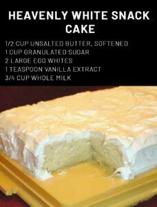 Heavenly White Snack Cake White Snack Cake Recipe, White Snack Cake, White Cake Desserts, Heavenly White Snack Cake, A Slice Of Heaven Cake, Heavenly White Chocolate Pineapple Cake, Heaven Cake Recipe, Watergate Cake, Homemade Buttercream Frosting