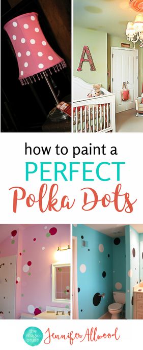 Paint Polka Dots On Wall, Painted Dots On Wall, How To Paint Polka Dots On Wall, Polka Dot Painting Ideas, Dots Painting, Jennifer Allwood, Paint Sponge, Polka Dot Chair, Polka Dot Wall Decals