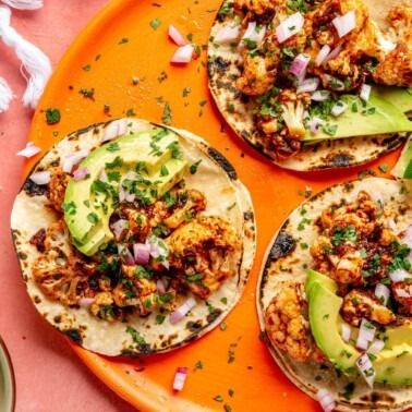 Crispy Cauliflower Tinga Tacos - Fed & Fit Cauliflower Tinga, Carrot Ginger Soup Recipe, Tinga Tacos, Vegetarian Taco, Pork Casserole, Crispy Cauliflower, Red Curry Sauce, Fed And Fit, Crispy Tacos