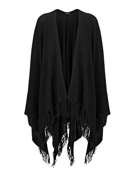 Spring Cashmere Poncho alternative image Open Front Poncho, Womens Poncho, Cashmere Poncho, Knitted Cape, Fringed Poncho, Black Wrap, Classic Sweater, Women Shawl, Poncho Cape