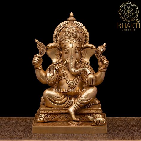 Brass Ganesha Statue, 12 Inch Big Ganesh Figure in Brass, Ganapati Bappa Idol, Lord Vinayaka Murty, Hindu Good Luck God for New Beginnings. #shreeganapatimorti #shriganeshamoorthi #brassganeshmurti #ganapathiganapathy #housewarminggift #lordvinayakfigure https://etsy.me/3tEw5C8 Lord Vinayaka, Saraswati Idol, Ganesh Ji Images, Hindu Elephant, Ganapati Bappa, Saraswati Statue, Shiva Shankara, Ganesh Idol, Elephant God