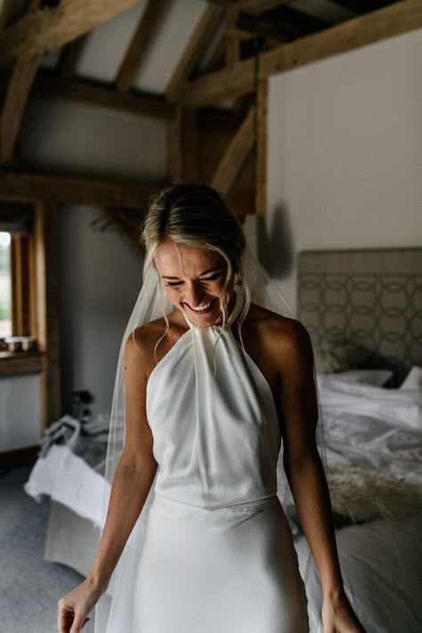 Lovely Lucy | A real Halfpenny London bride — Halfpenny London Beauty And The Beast Wedding Dresses, Halter Neck Wedding Dress, Italy Wedding Dress, London Bride, Halter Wedding Dress, High Neck Wedding Dress, Timeless Wedding Dress, Silk Wedding Dress, White Wedding Dress