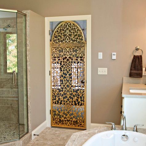 Door Wall Sticker Metal Door in an Ancient Mosque / | Etsy Mosque Door, Sparkle Floor, Moroccan Door, Vinyl Door, Cedar Walls, Wallpaper Door, Door Wallpaper, Sliding Screen Doors, Vinyl Doors