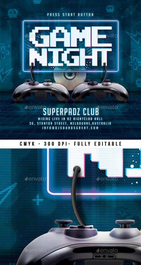 Game Night Flyer Gaming Competition Poster, Video Game Tournament Poster, Game Advertising Design, Game Night Flyer, Video Game Night, Dj Download, Graphic Deisgn, Competition Games, Flyer Free