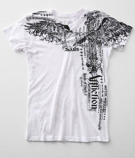 Affliction Newport Outlaw T-Shirt - Women's T-Shirts in White | Buckle White Affliction Shirt, Affliction Clothing, Affliction Shirts, Affliction Shirt, Outfit Office, Work Outfit Office, Graphic Book, White Studs, Swaggy Outfits