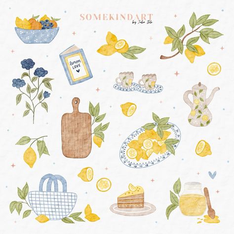 Lemon Love 🍋✨☁️🍃💛 For me, these are very personal illustrations. I sketched all these things during a vacation in Mallorca. We visited a market and I was very inspired by all the beauty, fruits, things, ceramics and beautiful patterns. So I decided to create this cute sticker sheet 😍 Which doodle do you like best? Lemon love stickers are from my shop || link in bio🌙 Use code BEKIND to save 5% or subscribe to my newsletter for free and get a 5€ voucher as a gift 🤍 . . #somekindart #somekindw... Mango Doodle, Market Doodle, Lemon Doodle, Lemon Cute, Lemon Illustration, Fruit Doodle, Lemon Drawing, Planner Doodles, Ceramic Cafe