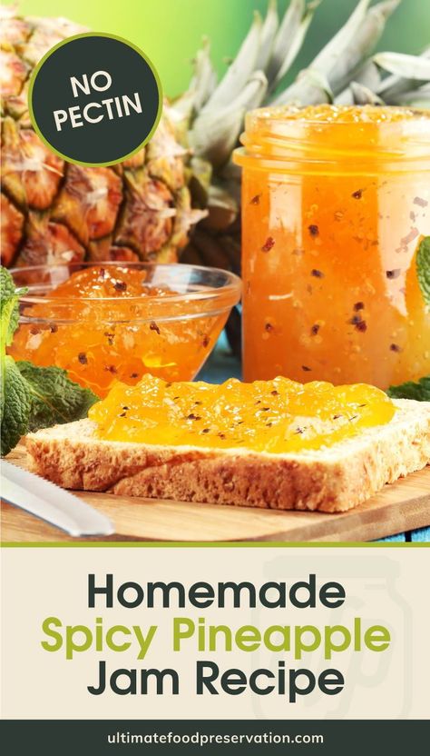 Jelly Preserves Jam Recipes, Spicy Jam Recipes, Charcuterie Jam Recipes, Spicy Jam, Pineapple Jam Recipe Homemade, Pepper Jam, Jalapeno Pineapple Jelly Recipe, Pepper Jelly Recipe No Pectin, Canning Pineapple Recipes