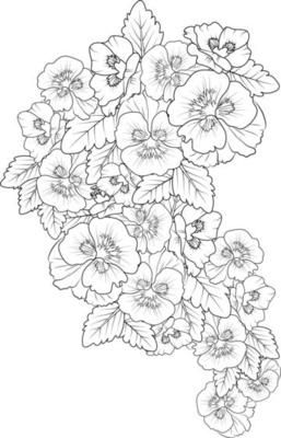 Pansy isolated, hand-drawn floral element. vector illustration bouquet of pansy, sketch art beautiful Neon Violet, pansy flower tattoo, coloring page for adults, vintage pansy drawing, purple pansies 21869329 Vector Art at Vecteezy Pansy Drawing, Flower Drawing For Kids, Pansy Tattoo, Line Drawing Images, Flower Tattoo Stencils, Flower Outline, Purple Pansy, Hand Embroidery Patterns Flowers, Flower Sketches