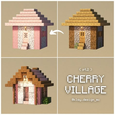 Minecraft Inspo Village, Minecraft House Layout With Numbers, Things To Build In Your Minecraft Village, Minecraft Mini Village House, Minecraft Village Builds Ideas, Minecraft Building Village Ideas, Cute Small Village Houses Minecraft, Minecraft Cherry Village House, Cute Cherry Minecraft House