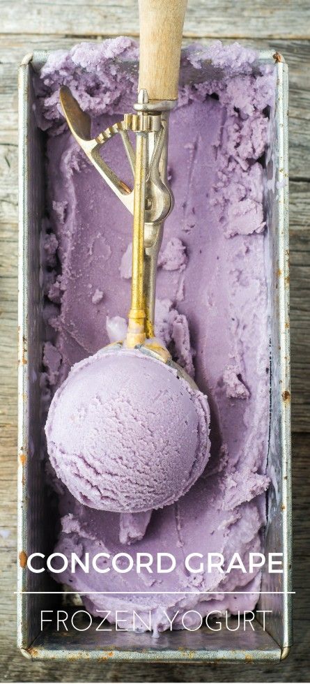 Healthy Concord Grape Frozen Yogurt is made with just three ingredients! | theviewfromgreatisland.com Grape Frozen, Concord Grape Recipes, Weight Watcher Desserts, Frozen Yogurt Recipes, The View From Great Island, Grape Recipes, Healthy Yogurt, Healthy Vegan Snacks, Low Carb Dessert