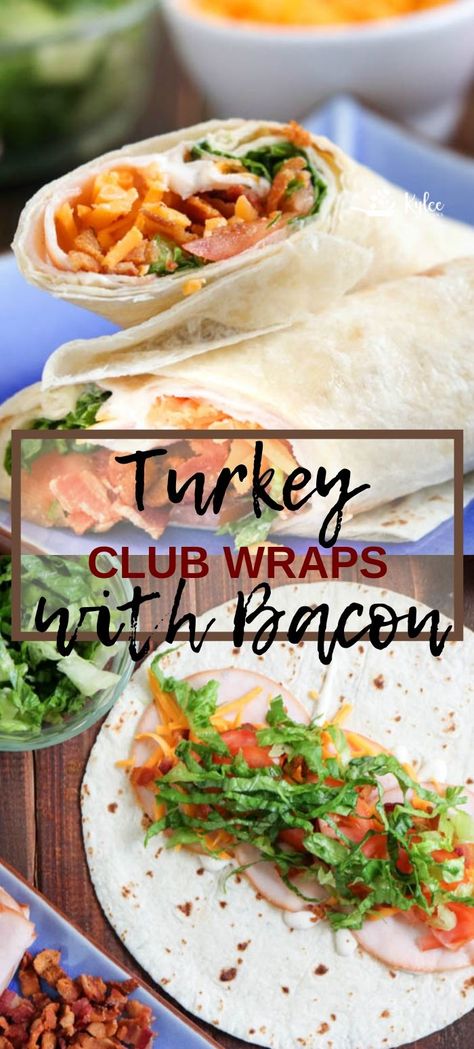 Turkey club wraps with ranch and bacon are delicious and easy to make. They're the perfect take-along when heading out and about.     #turkey #ranch #bacon #lunch #kyleecooks Turkey Club Wraps, Bacon Lunch, Turkey Bacon Ranch, Muffin Cookies, Club Wrap, Turkey Club, Cooking Food Recipes, Cake Brownie, Perfect Turkey