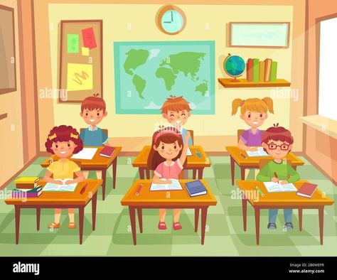 Class Illustration School, Classroom Illustration School, Cartoon Classroom, Classroom Illustration, Class Illustration, Classroom Scene, Classroom Images, School Illustration, School Cartoon