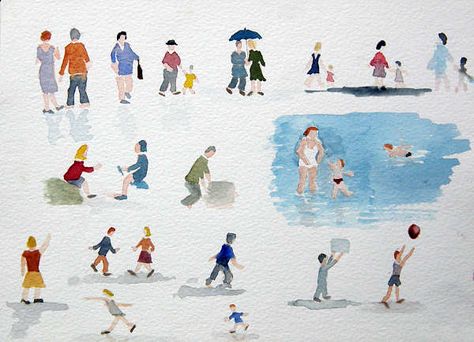 Stickfigures 5234523 Watercolor Tips, Acrylic Painting Lessons, Watercolor Lessons, Painting People, Watercolor Art Lessons, Painting Lessons, Urban Sketching, Watercolor Inspiration, Stick Figures