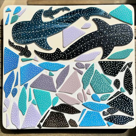 Little preview of what you will see in the next few weeks from men - Not an amazing transformation for this kiln load but fun to see all the colours and all the fresh spots now fused onto the glass! Here is the glass on the way to the kiln and then the dull photos before and after because there isn’t to much light above my kiln. #whaleshark #eagleray #spottedeagleray #whalesharks #oceanart Fused Glass Whale, Spotted Eagle Ray, Eagle Ray, Glass Fusion, Whale Shark, Ocean Art, Fused Glass, Kiln, All The Colors