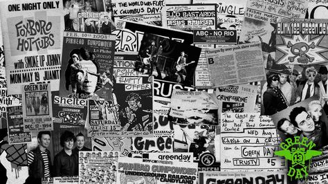 Green Day Punk Aesthetic Wallpaper, Punk Rock Wallpaper, Punk Background, Wallpaper Musik, Newspaper Wallpaper, Punk Rock Aesthetic, Snowman Wallpaper, Rock Background, Rock Album Covers